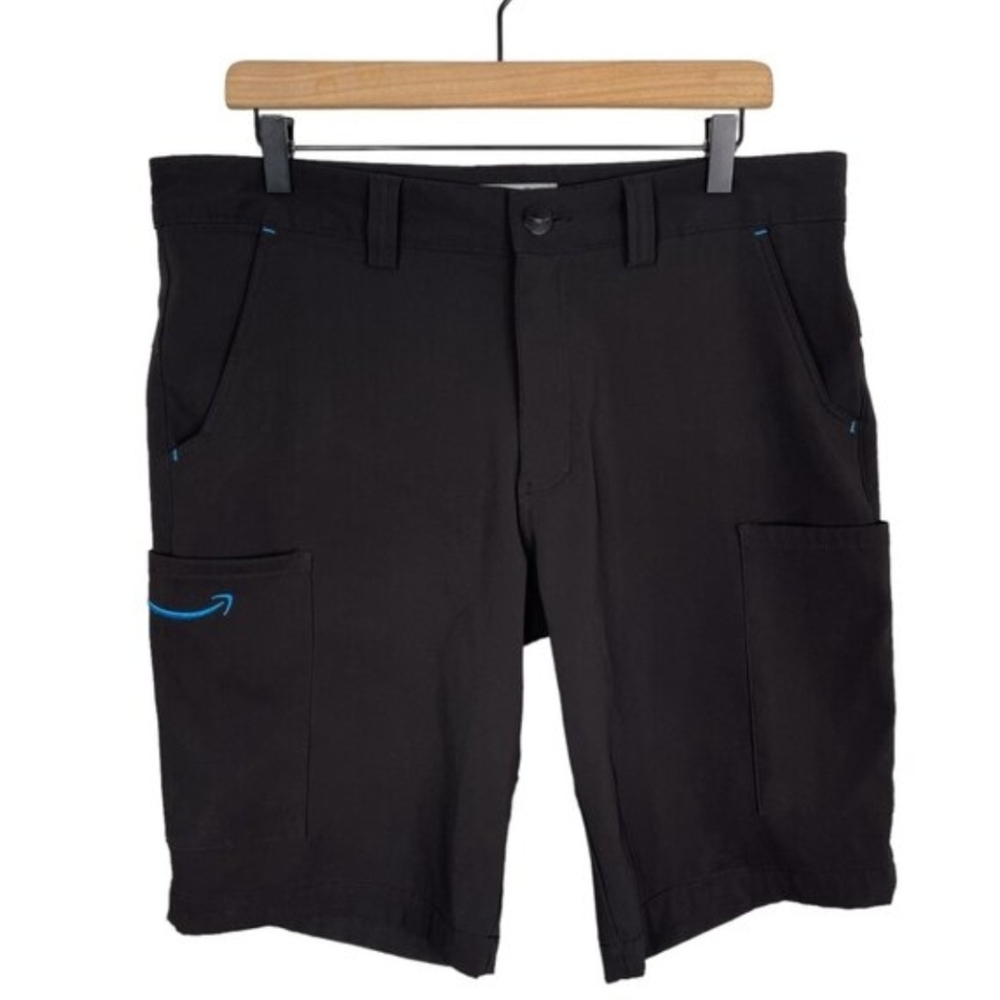 Amazon Shorts Mens Medium Black Employee Uniform Cargo Straight Leg Stretch
